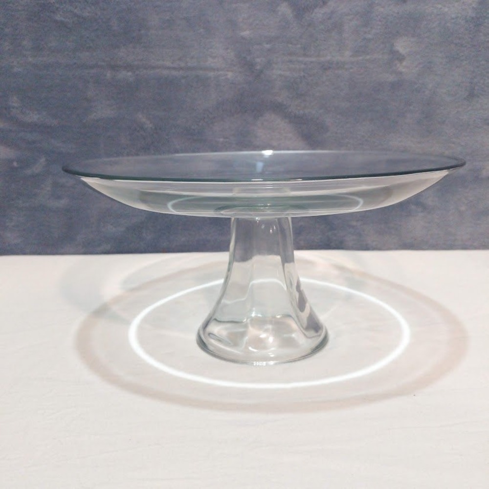 Minimalist Clear Glass Pedestal Cake Stand Round Dessert Display Server 10 Inch